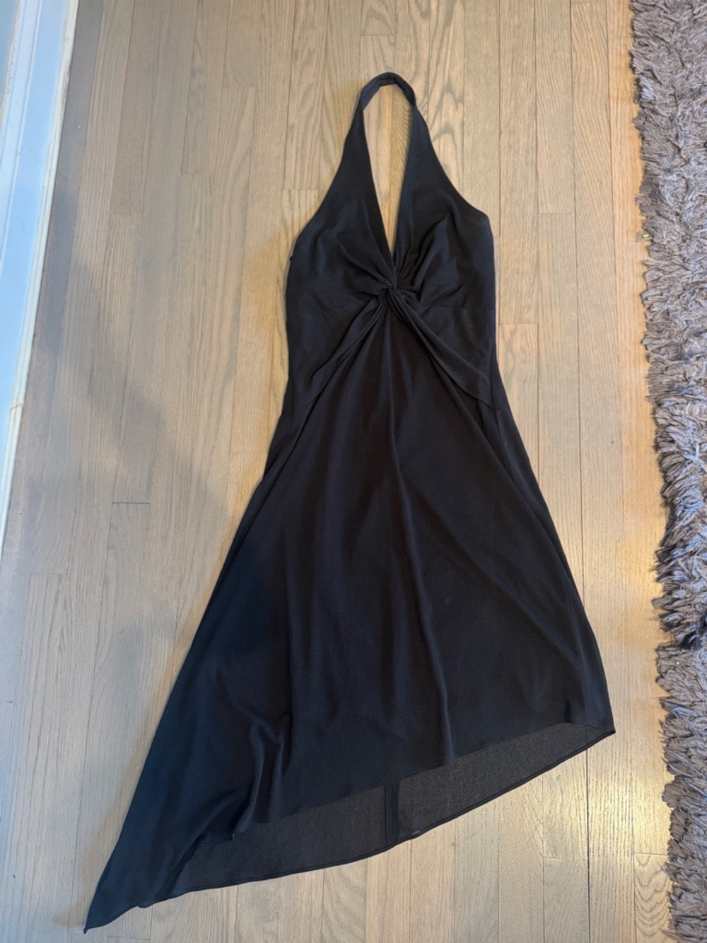 Laundry By Shelli Segal Black Asymmetrical Halter Twist Dress size 8